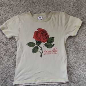 BDG Beige T-Shirt with Red Rose Graphic